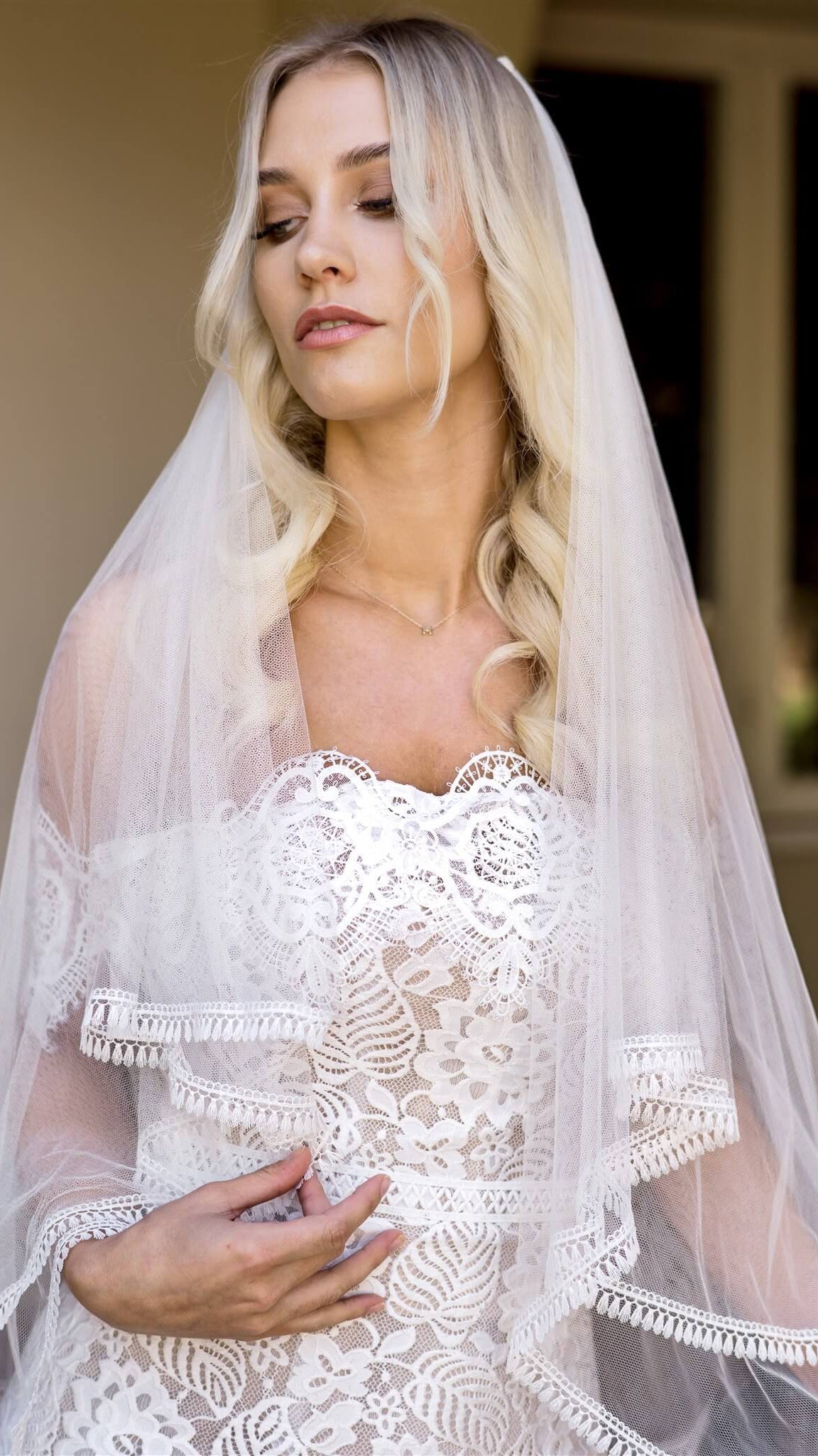 Billie Silk Tulle Boho Lace Edge Veil South Coast Brides