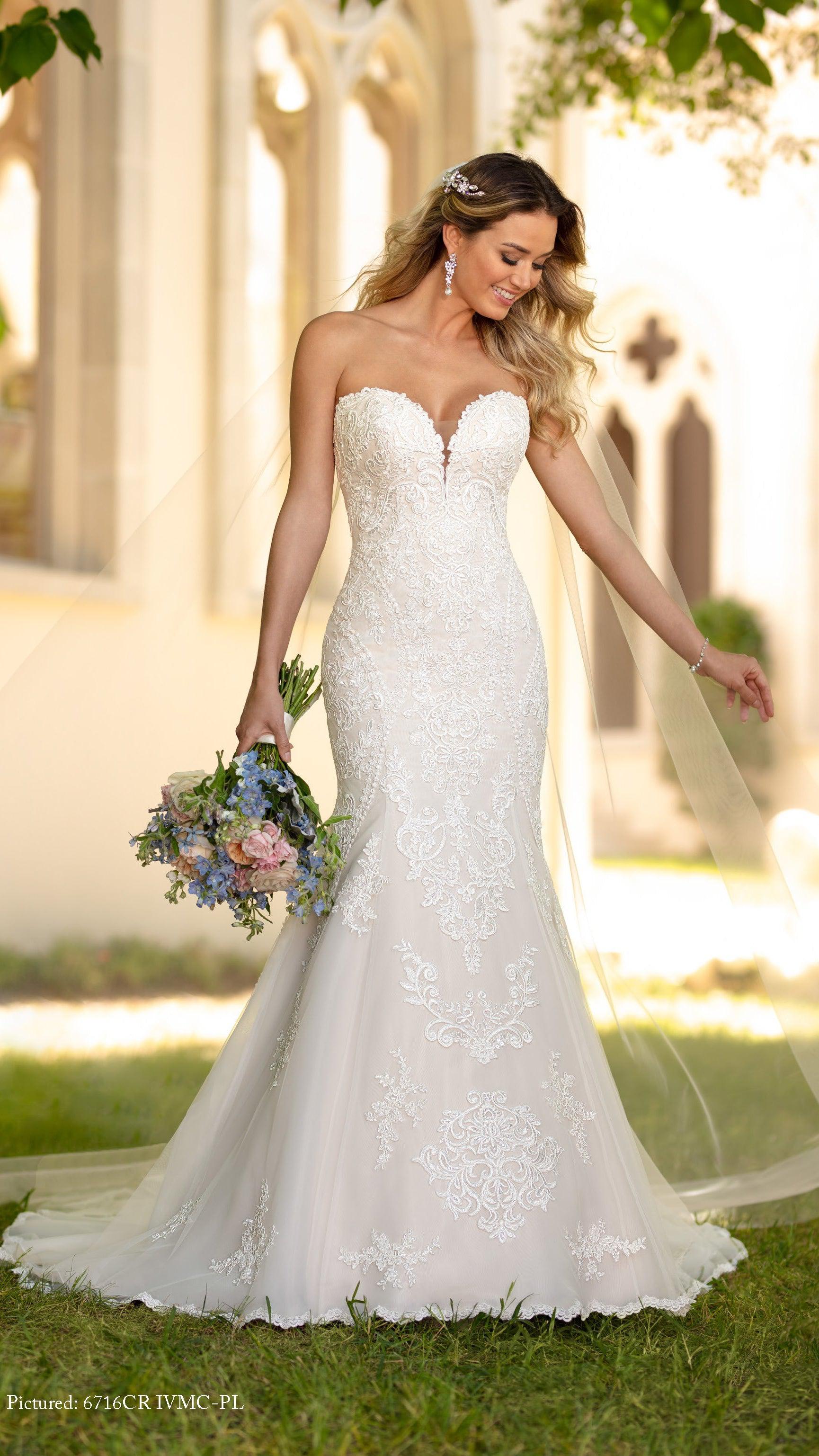 Sexy Lace Fit-and-Flare Wedding Dress with Plunging Neckline - Stella York  Wedding Dresses