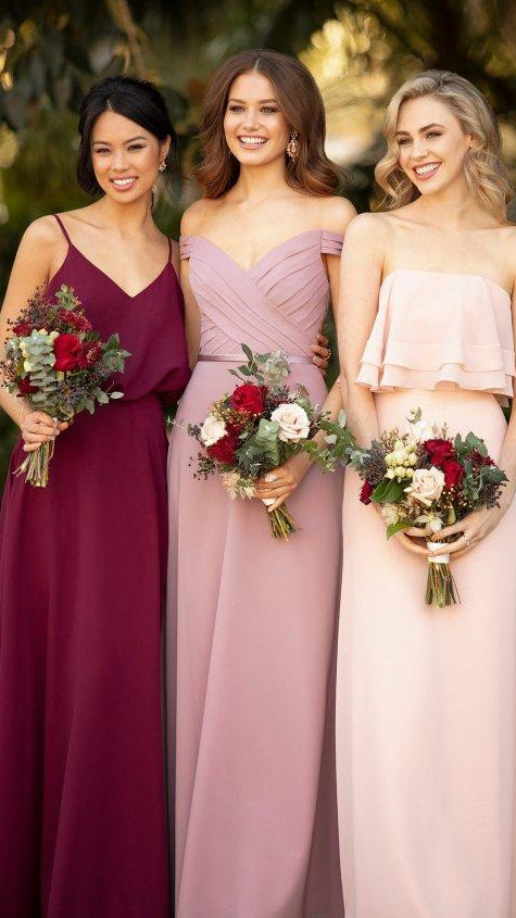 Burgundy and dusty clearance pink bridesmaid dresses