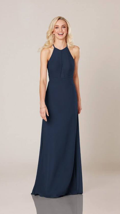 Modern Bridesmaid Dress with Luxe Velvet Trim 9330