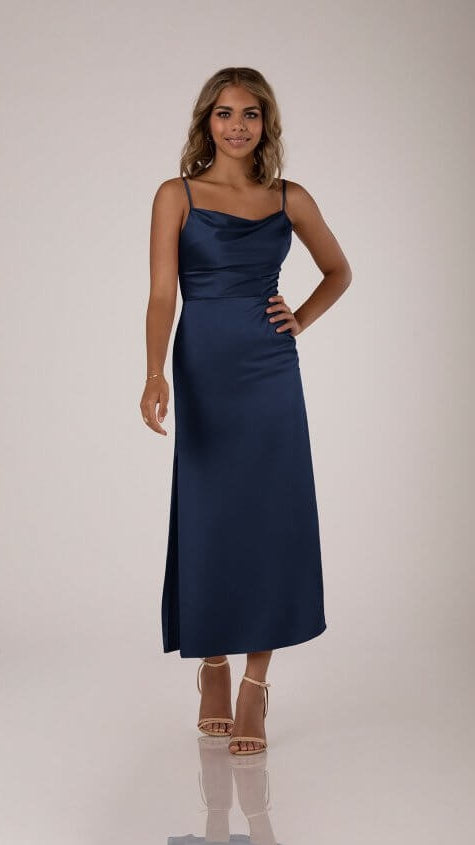 Navy midi best sale bridesmaid dress