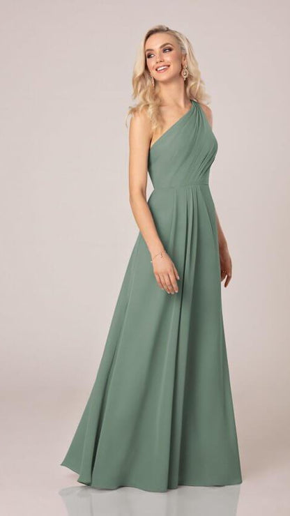 Simple One-Shoulder Bridesmaid Dress With Ruching - Sorella Vita 9296